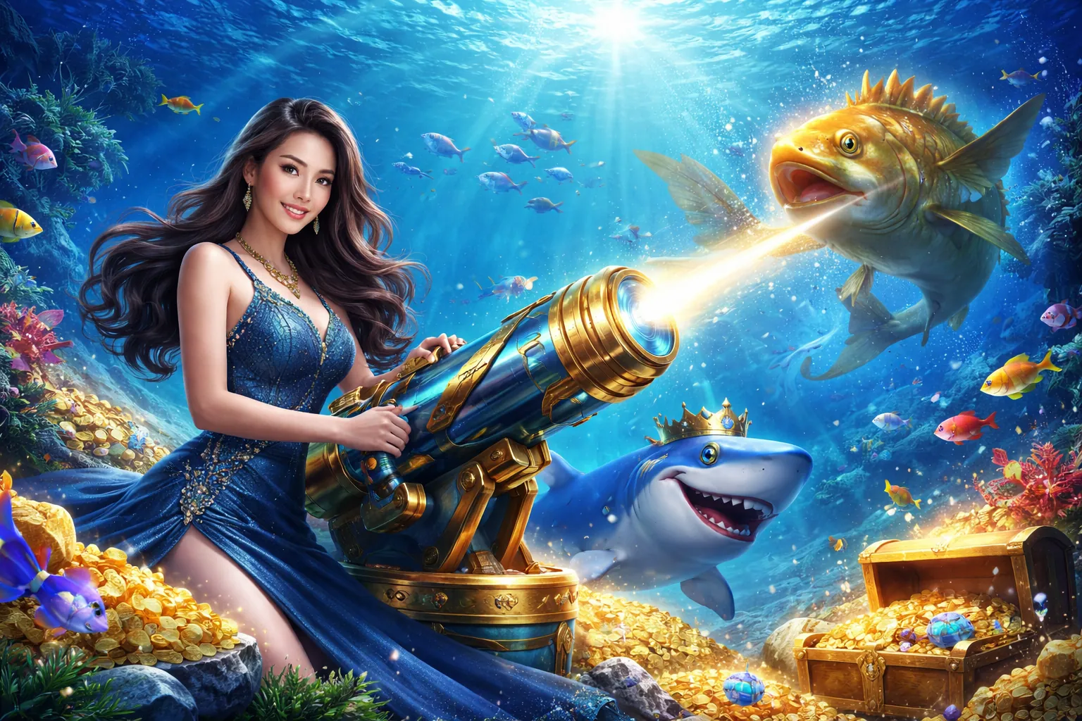 Hình ảnh chính game Bắn Cá hit88 với cảnh đại dương sống động